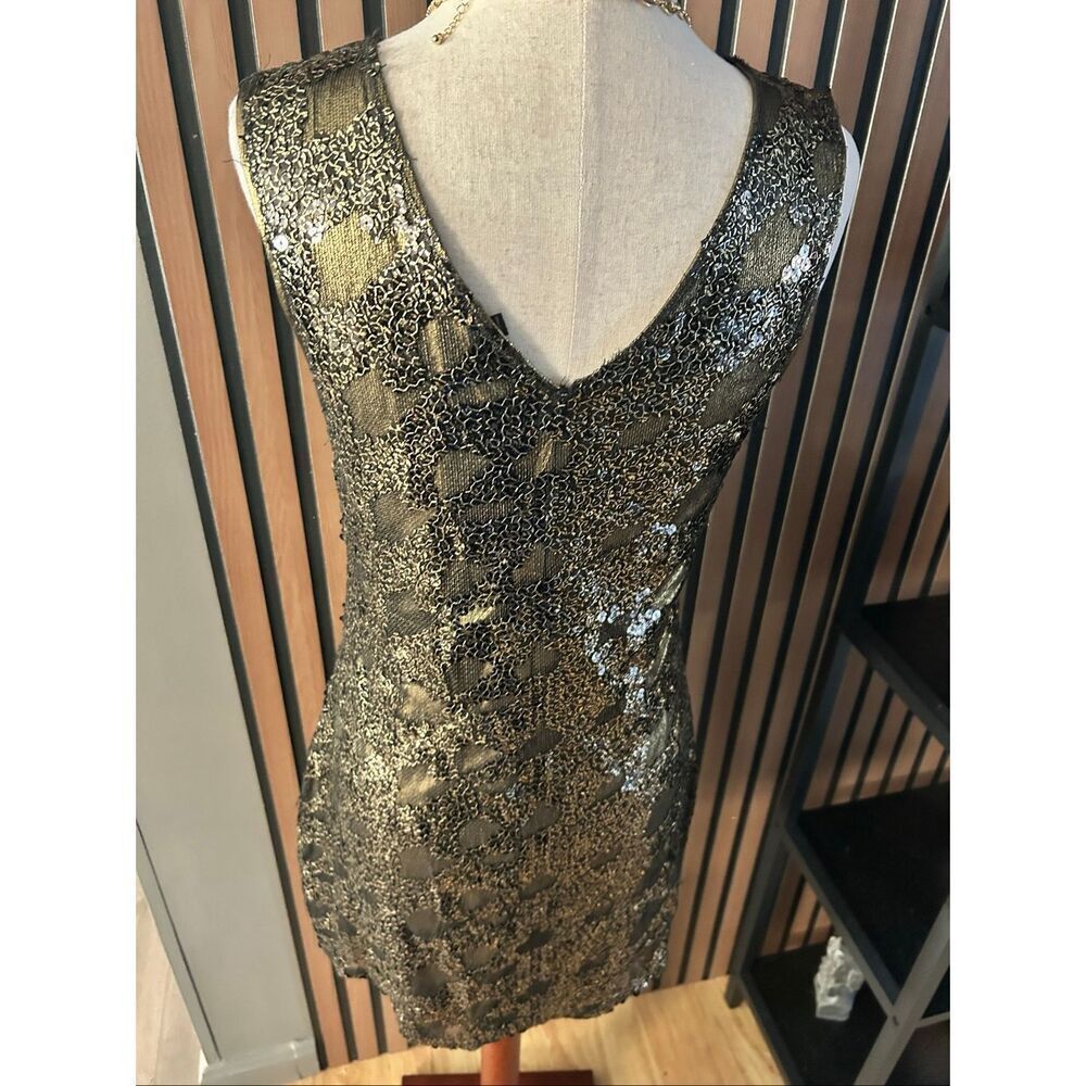 Express NYE sequin gold and black dress size small 1920 style dress short - Picture 4 of 7